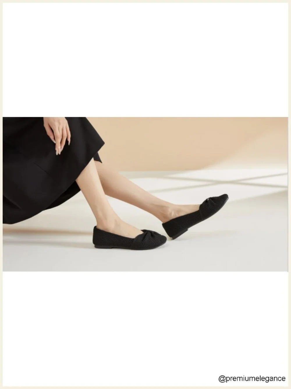 Chic Bow Flats Memory Foam Ballet Slip Ons Breathable Knit Round Toe